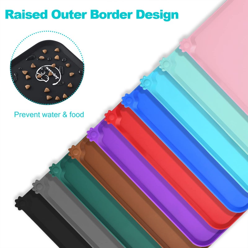 Juqiboom Silicone Waterproof Dog Cat Pet Feeding Mats, Non Slip, Easy Clean Pet Dog Cat Bowl Mats Placemat (24" x 16") Black - Image 4